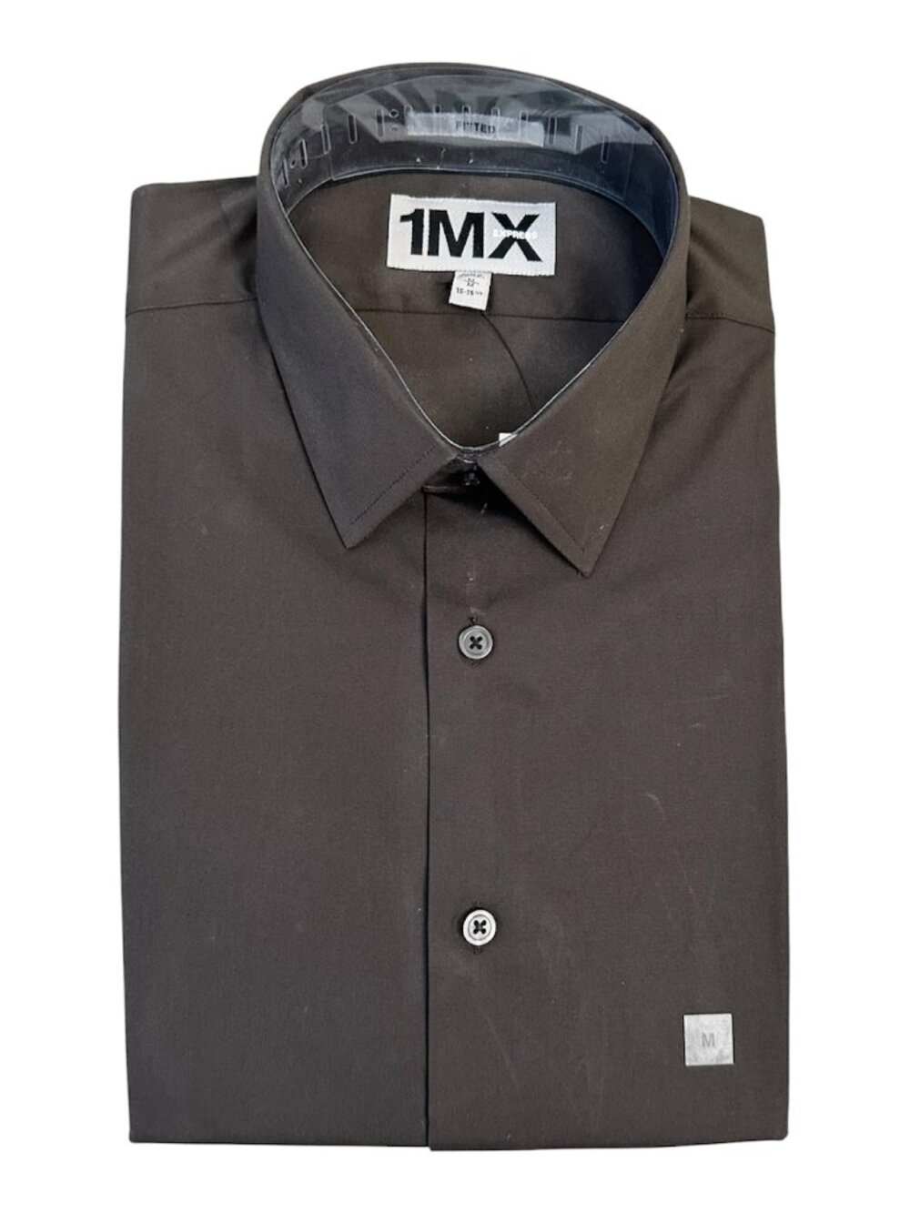 Express 1MX Mens Dress Shirt Dark Brown Size Medium 15 - 151/2 Fitted NWT
